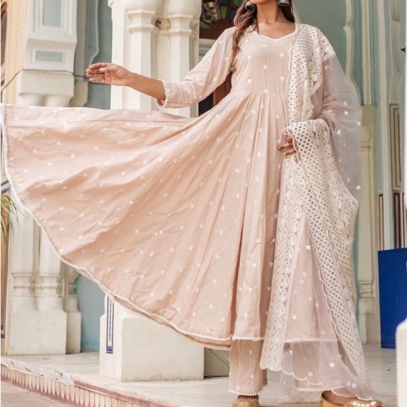 Indian Pakistani Anarkali suit in grey mommy and me set - Picture 1 of 6